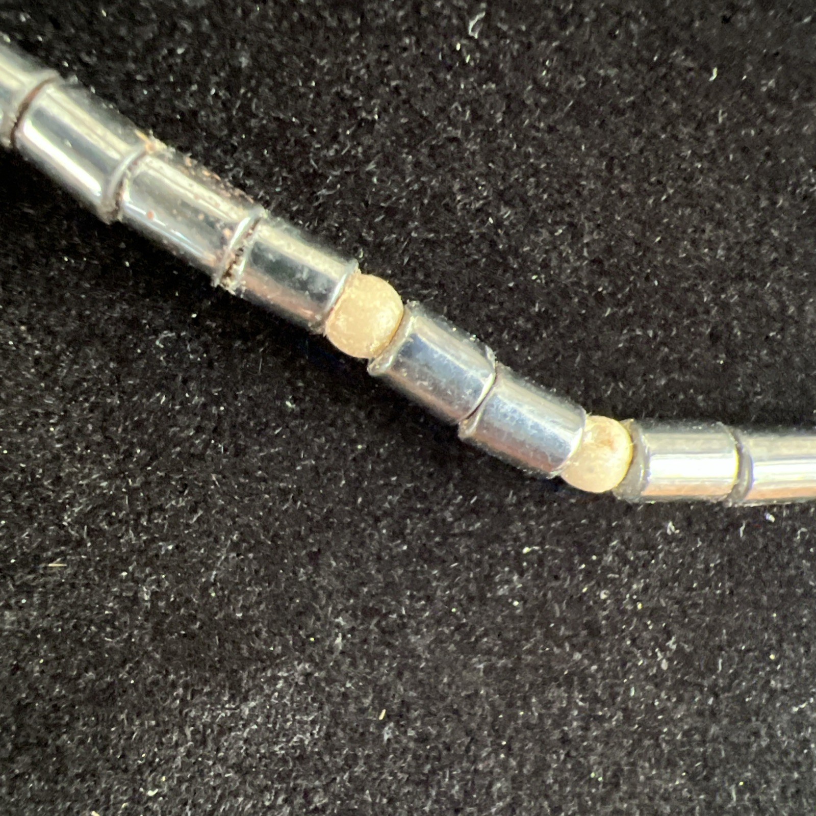 Necklace Silver Beaded 16 Inch No Mark N410
