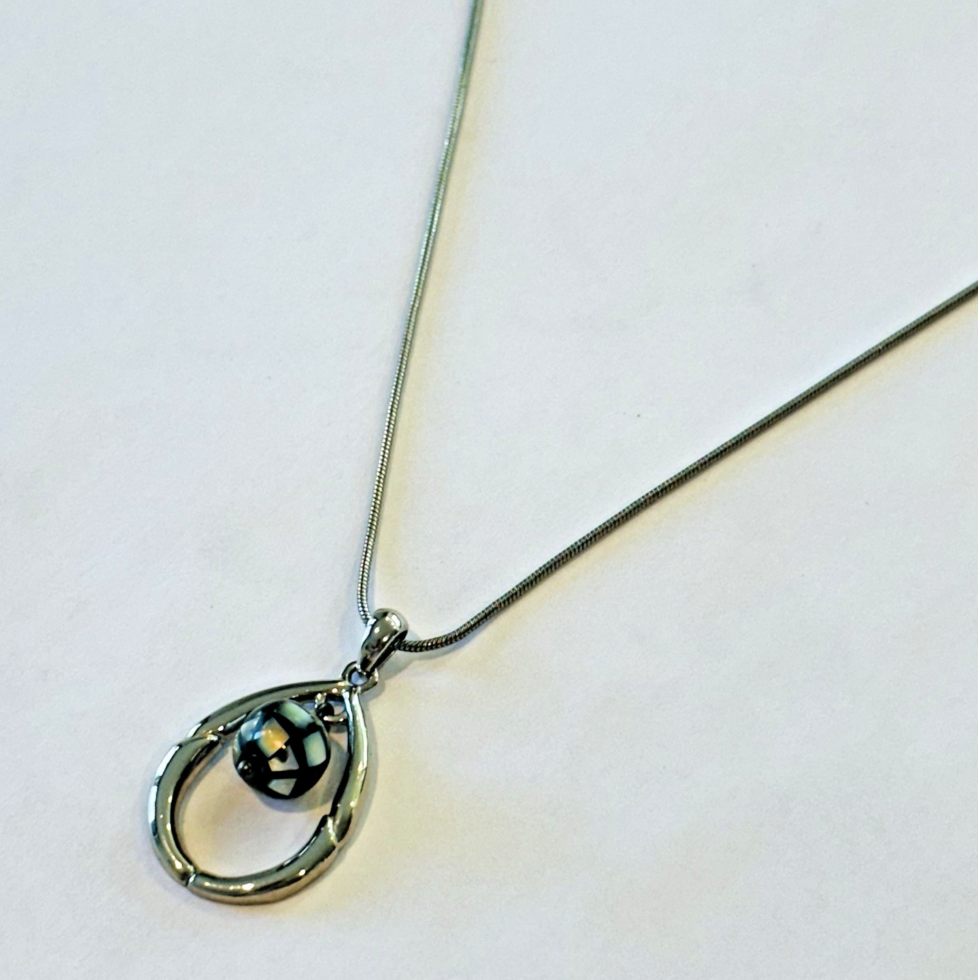 Lia Sophia Silver Tone Open Teardrop Pendant Necklace Adjustable