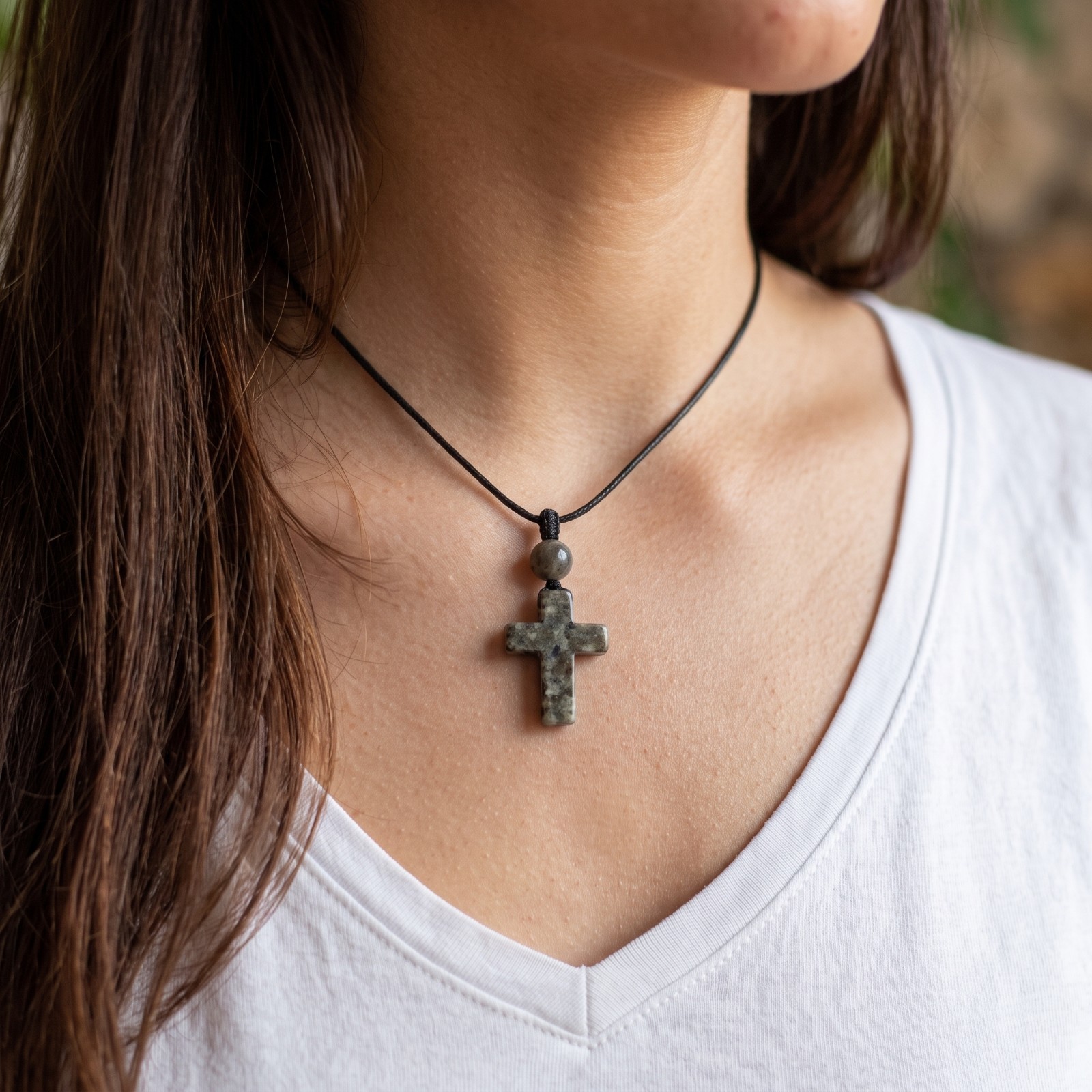 Natural Yooperlite Cross Pendant UV Glowing Fire Stone Necklace Boho Gift