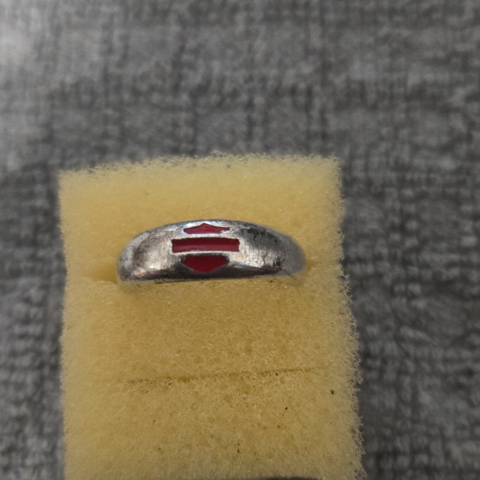 Harley-Davidson 925 Sterling Silver Adjustable Band Toe Ring Red Inlay Size 4