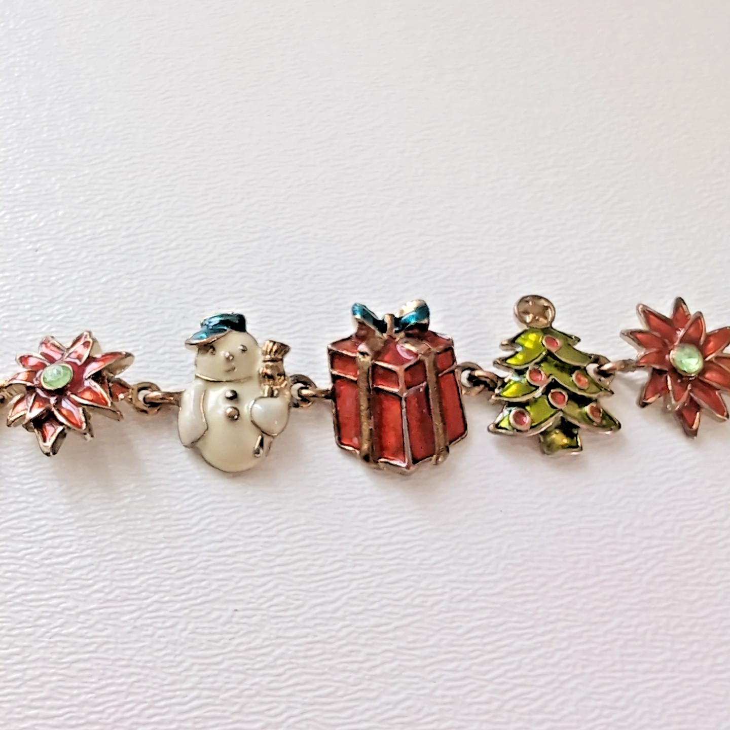 Christopher Radko Charm Bracelet 11 Charms Tree Holley Wreath Snowman Holiday