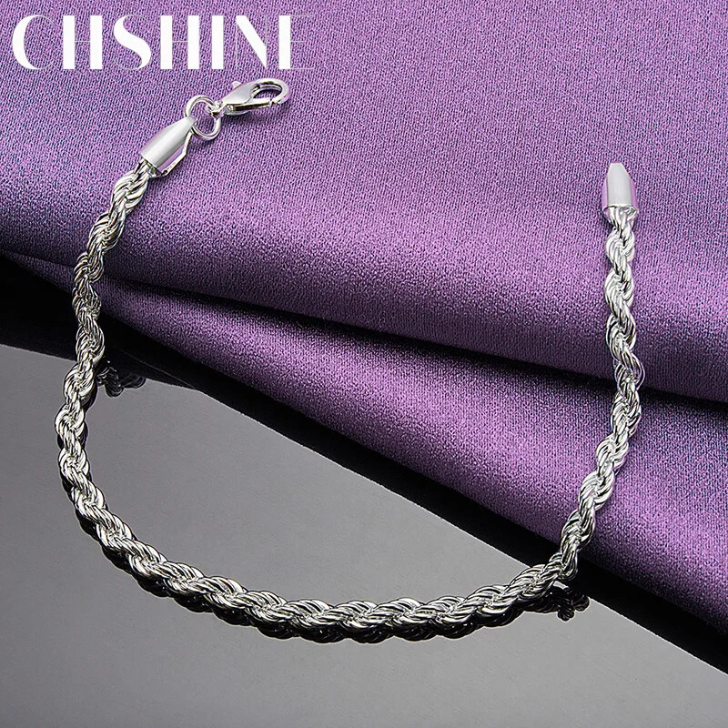 CHSHINE 925 Sterling Silver Fried Dough Twists Chain Bracelet Fashion Jewelry