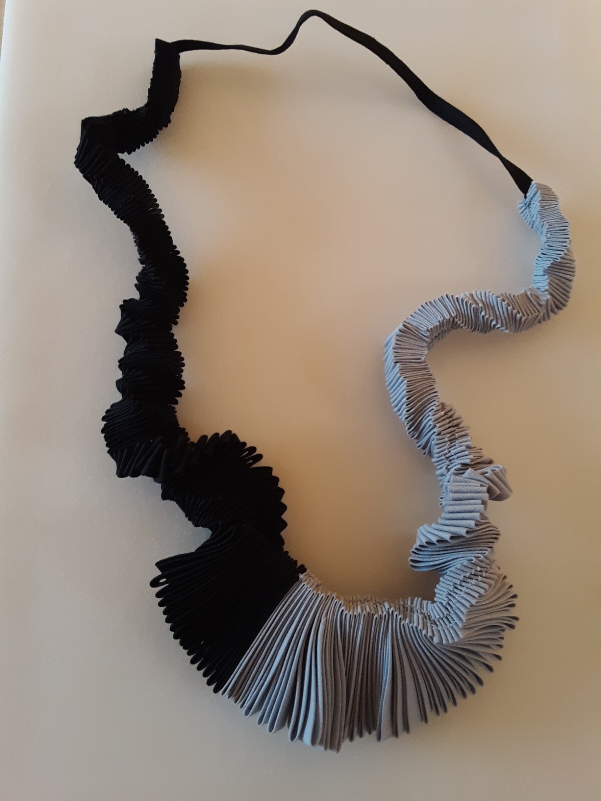 Sol Marisco Cotton Pleated Fabric Black Gray Necklace
