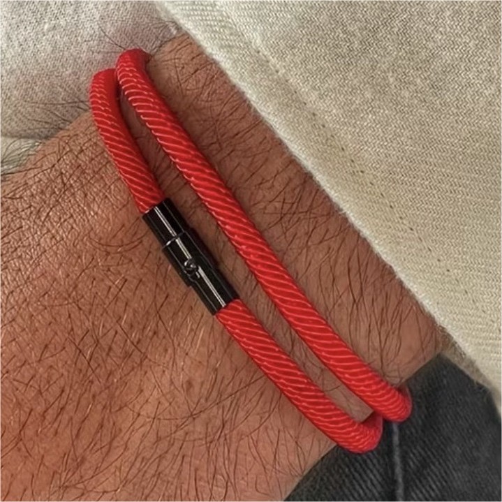 Men’s Double-Layer Survival Bracelet, Red, 4 mm / 19.5 cm