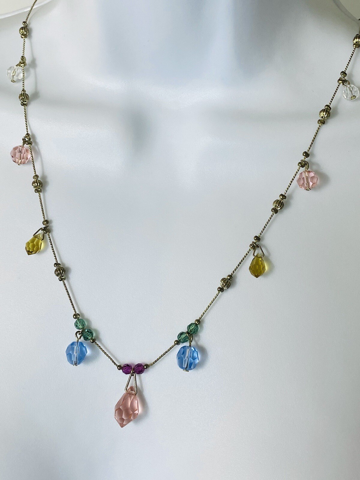Necklace 19-22″ GoldTone Multicolored Stones Dillards Crystal Collection NWT