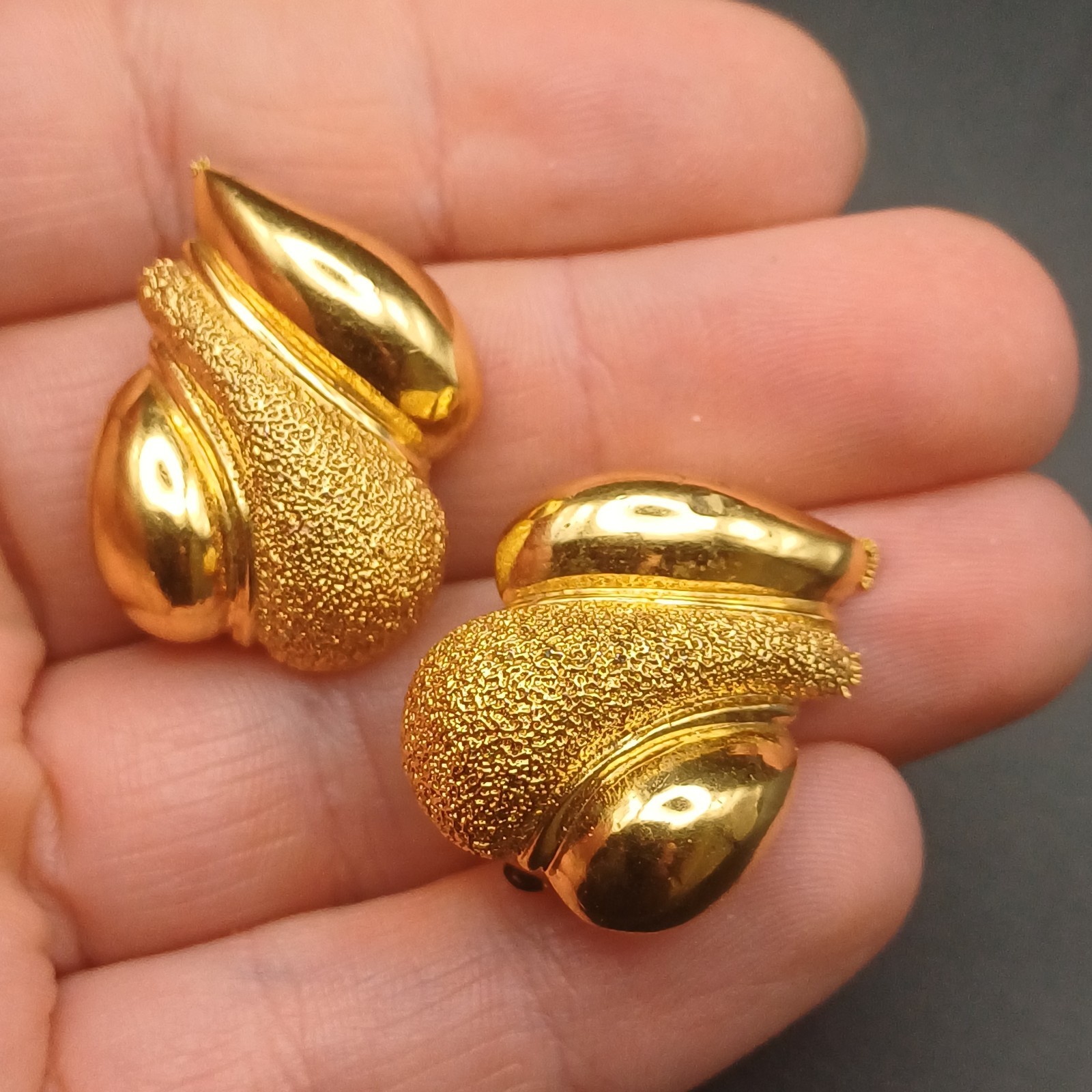 St John Gold Plate Clip On Earrings 1980s 1990s style