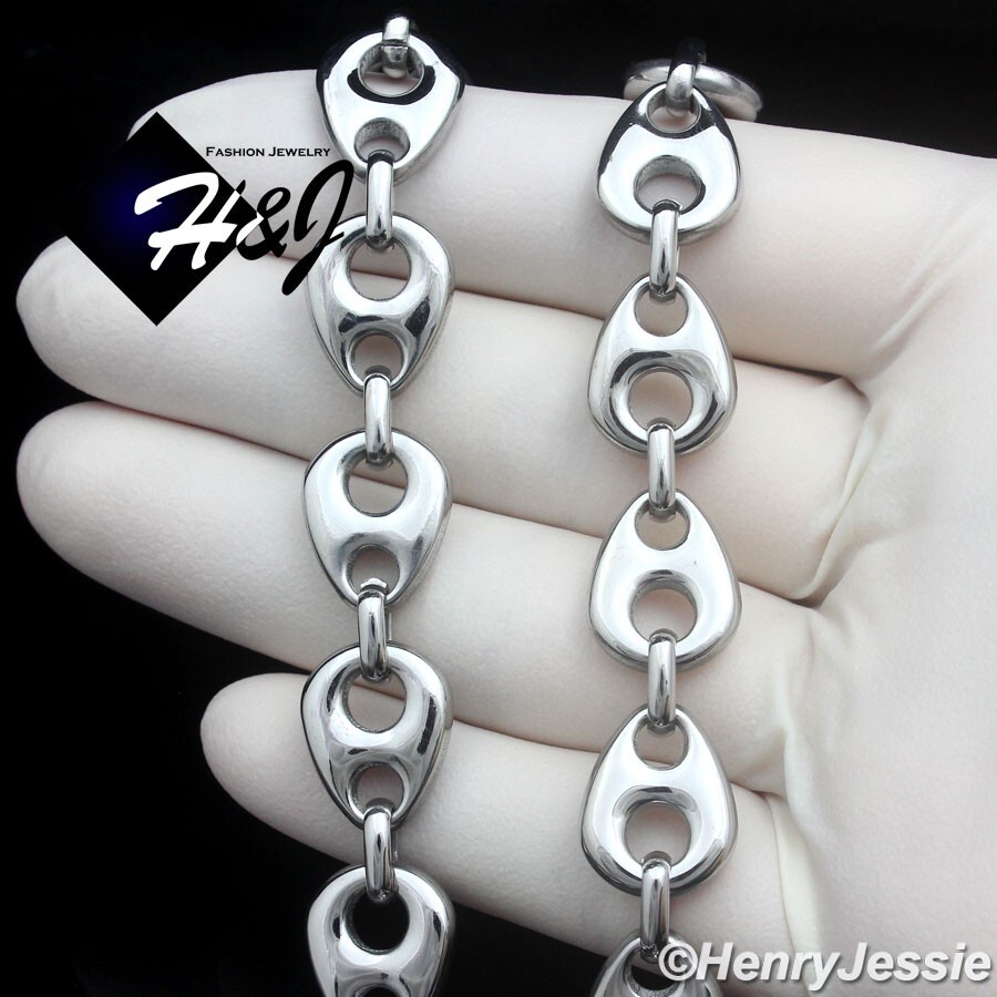 18″-40″MEN Stainless Steel 12mm Silver Puffed Mariner Link Chain Necklace*N170