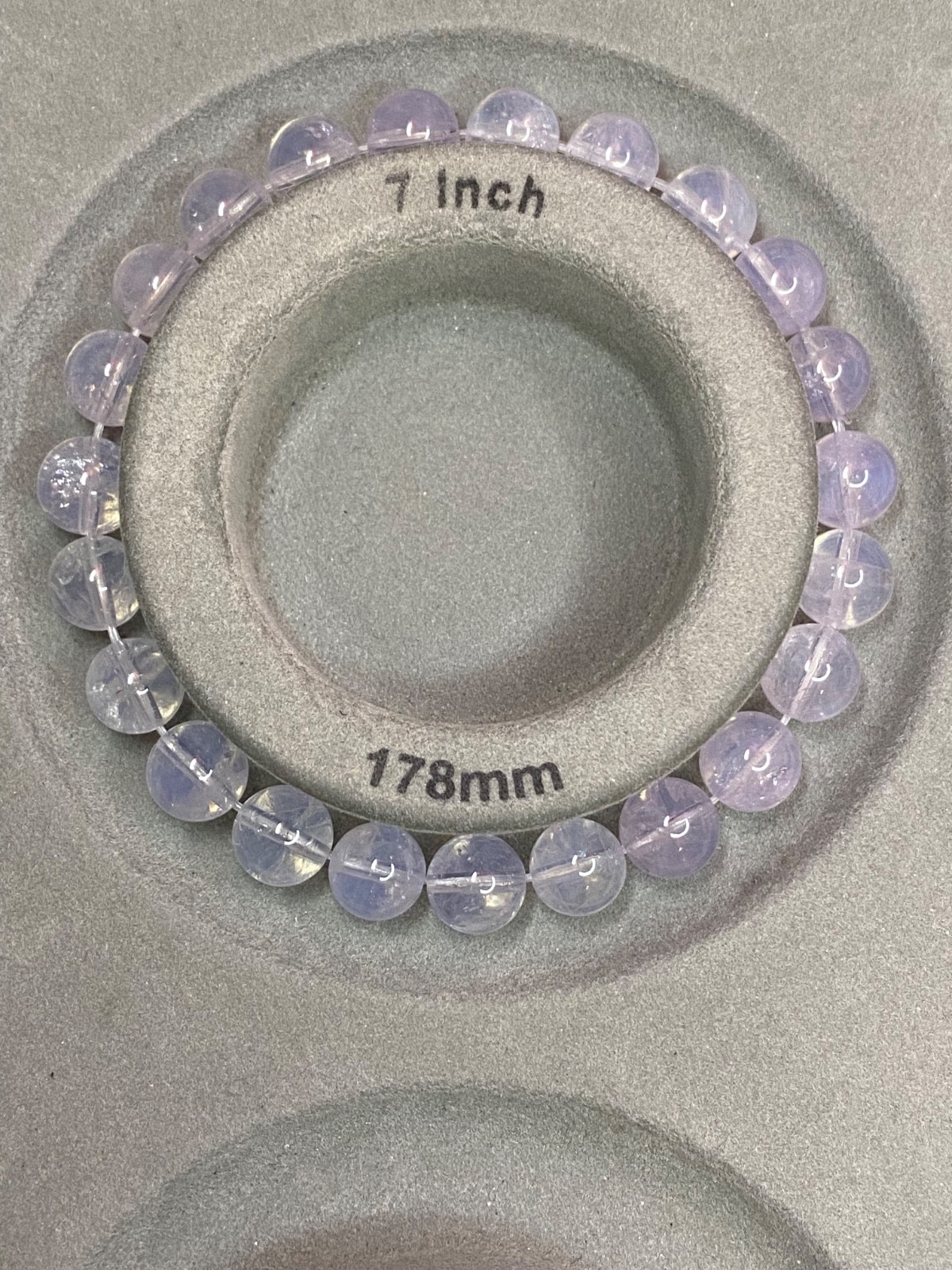 Natural Lavender Moon Quartz Beaded 8.7mm Crystal Bracelet 7 Inch Stretch Fit