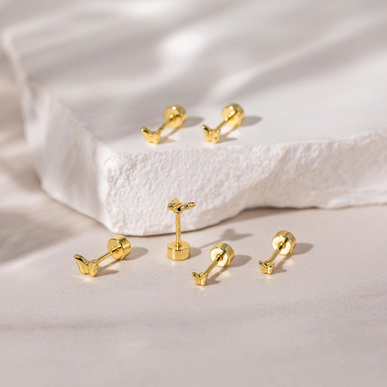 20G Tiny Flat Back Earrings for Women – 14K Gold/Silver Plated Small Flat Back S