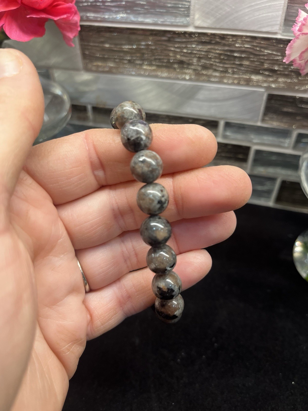 Natural Yooperlite crystal beaded bracelet UV Reactive 8mm beads