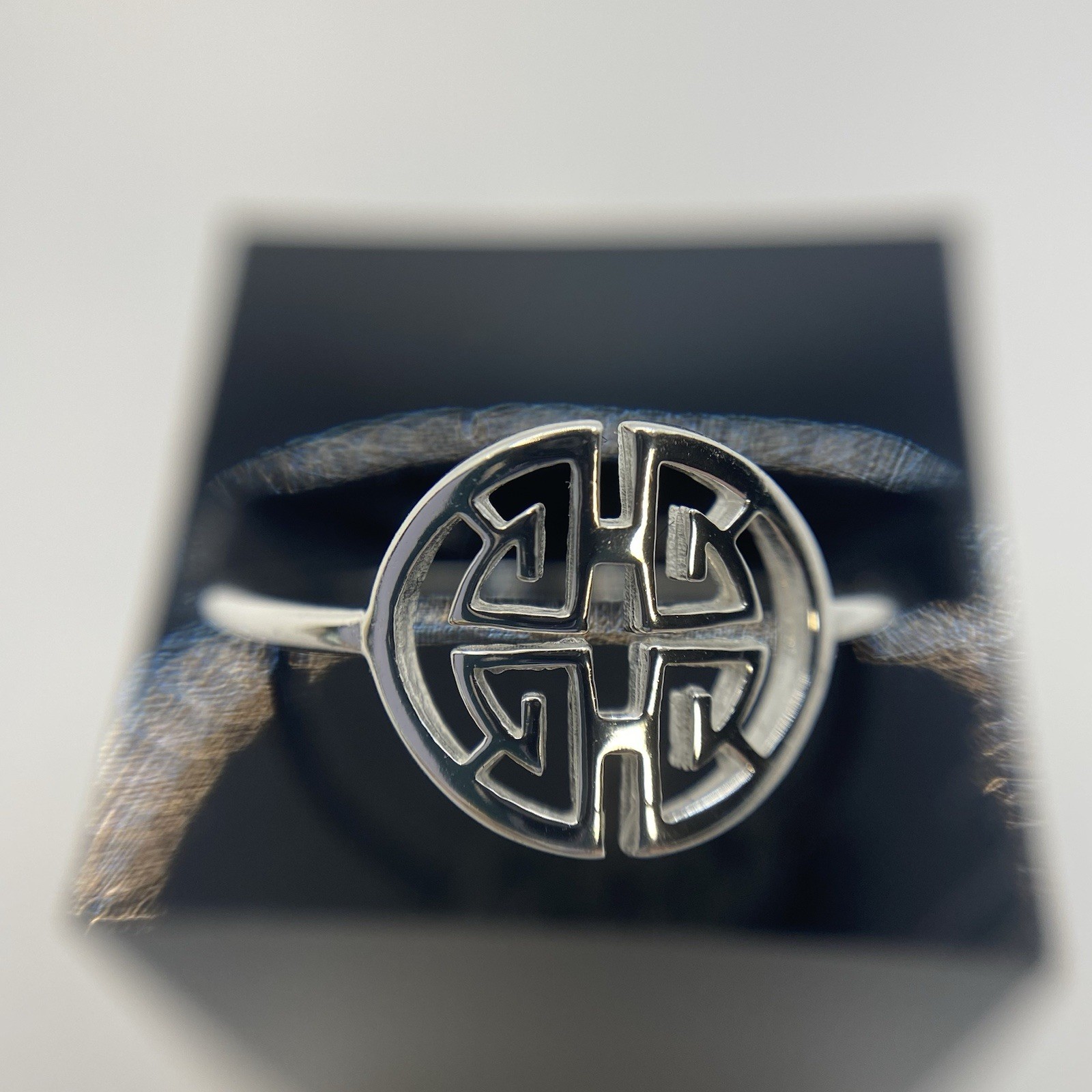 Sterling Silver Chinese Symbol “Lu” Ring Taoist Prosperity Stability SZ 5 OR 7