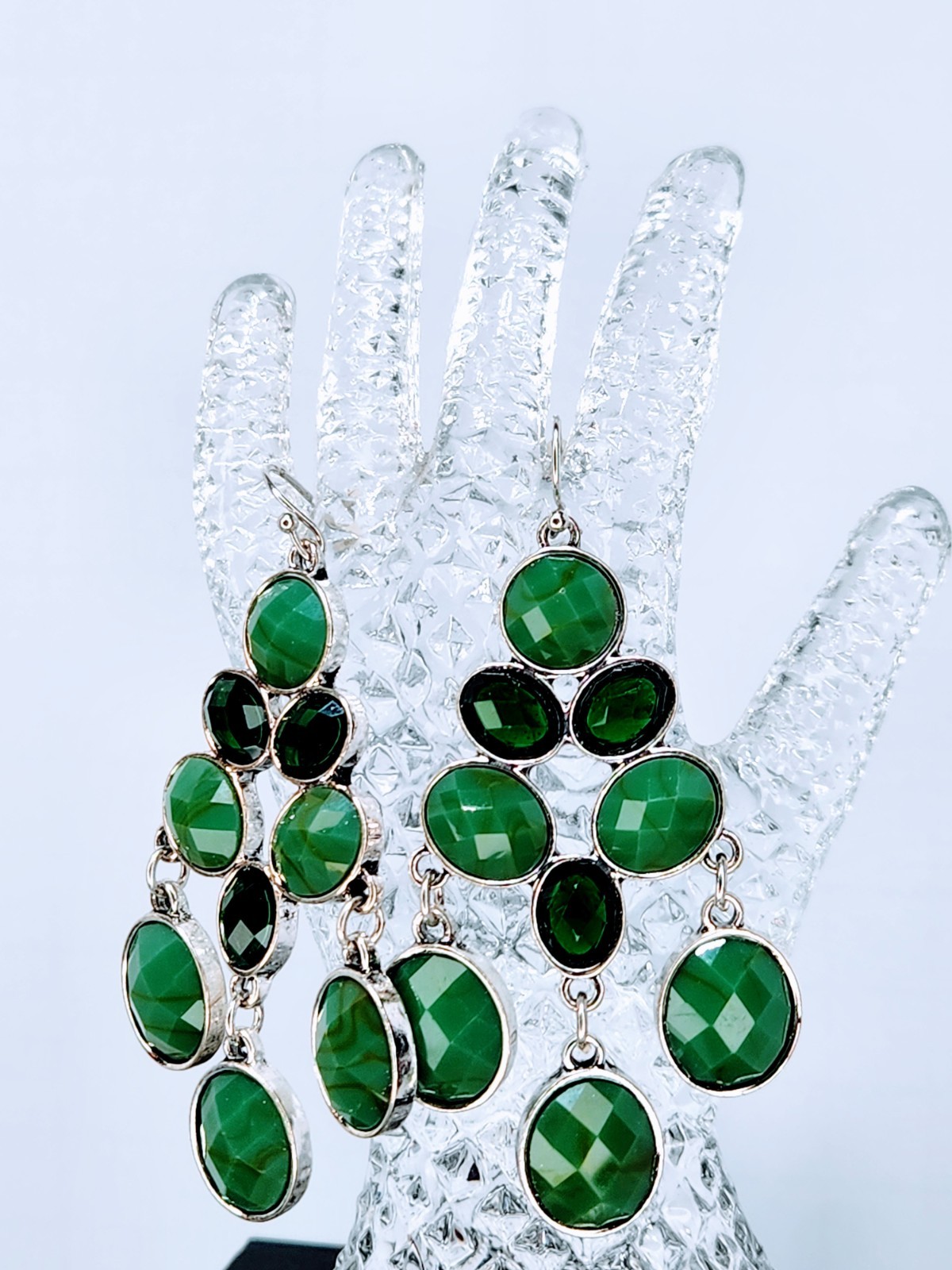Emerald Mosaic Chandelier Statement Earrings