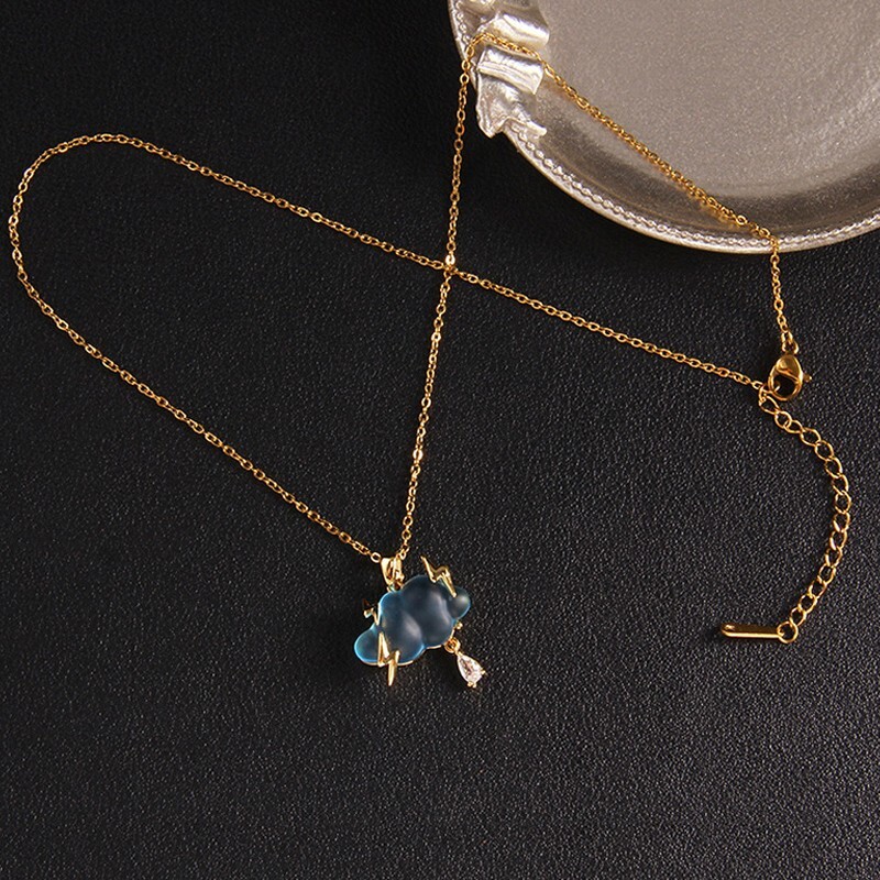 Adjustable Cloud Drop necklace, Fashion Lightning Cloud pendant, women’s jewelry