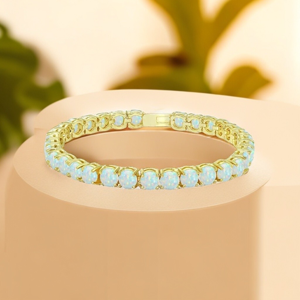 Hawaii White 8mm Opal Round Bracelet 925 Sterling Sliver Jewelry For Women Girls