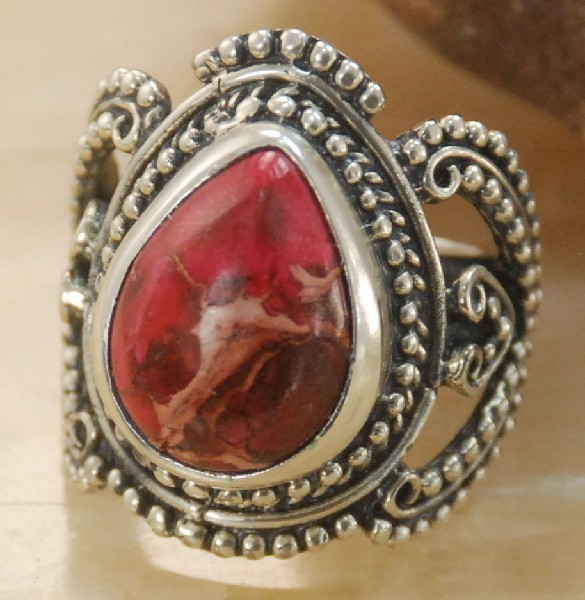 Sea Sediment Jasper Gemstone Silver Handmade Ring Jewelry Size 8.5 H30