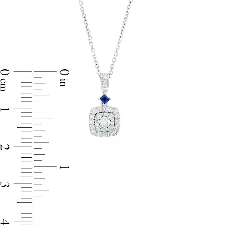 Vera Wang 1.2 CT Lab-Created Diamond & Sapphire Cushion-Shaped Pendant In Silver