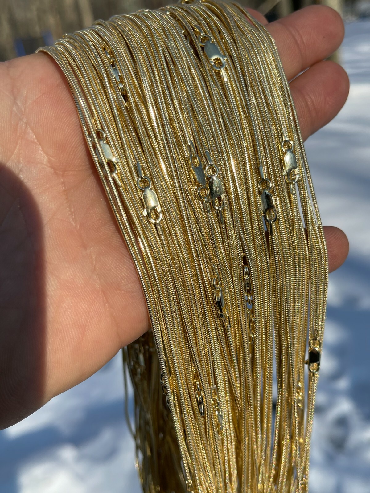 14k Gold Plated Solid 925 Sterling Silver Snake Chain Necklace 14-30″ 1.5mm
