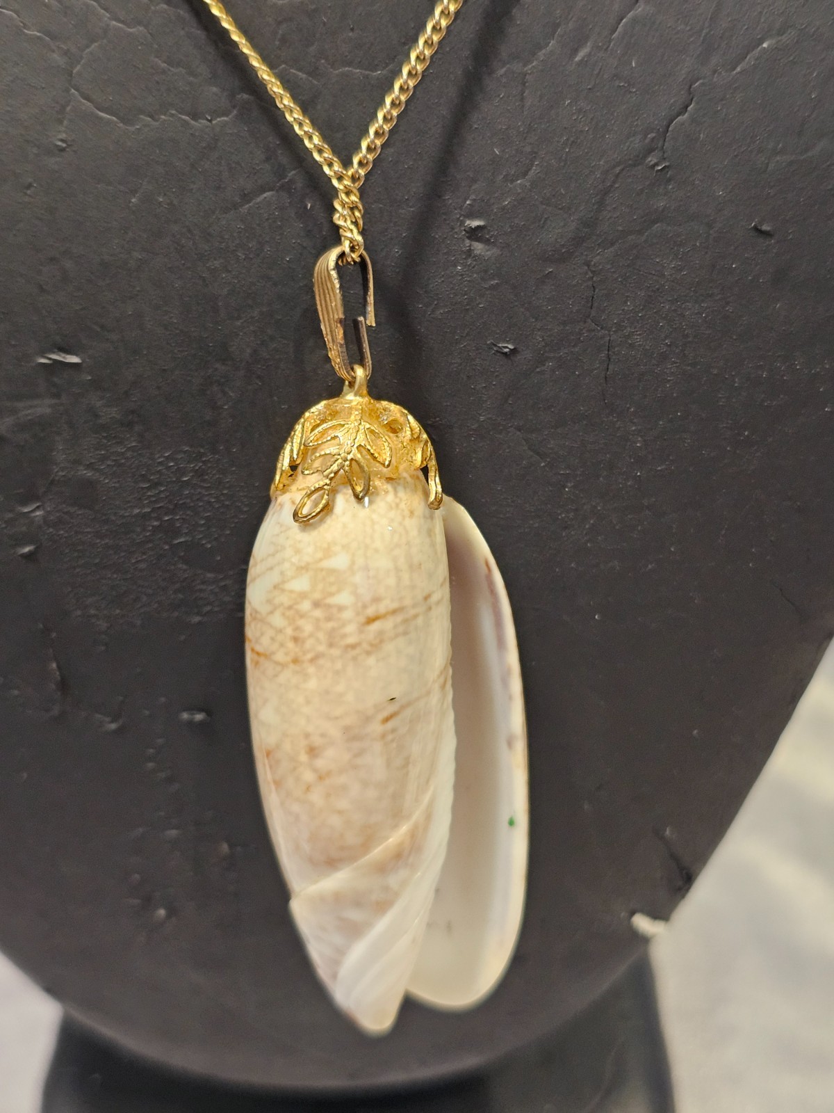 Natural Seashell Pendant Necklace – Gold‑Tone Chain, Coastal Boho Beach Jewelry