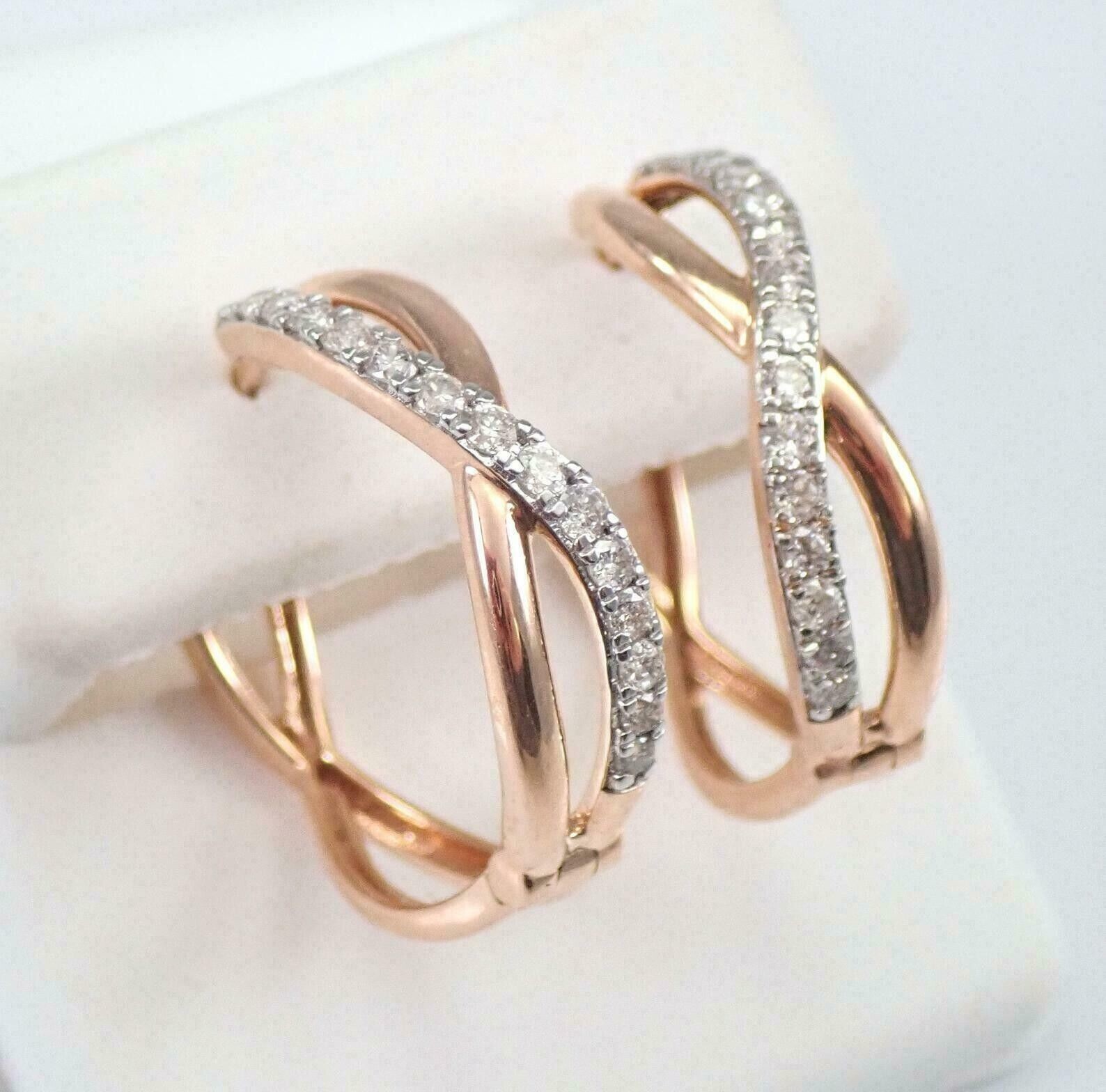 Round Cut Simulated Diamond Pretty Huggie Hoop Earrings In 14k Rose Gold Plated