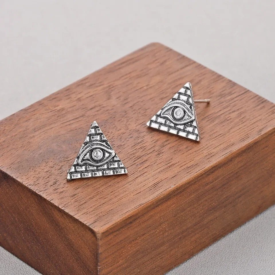 Ancient Egypt Stud Evil Eye Earrings Women Vintage Jewelry Pyramid Symbol Old