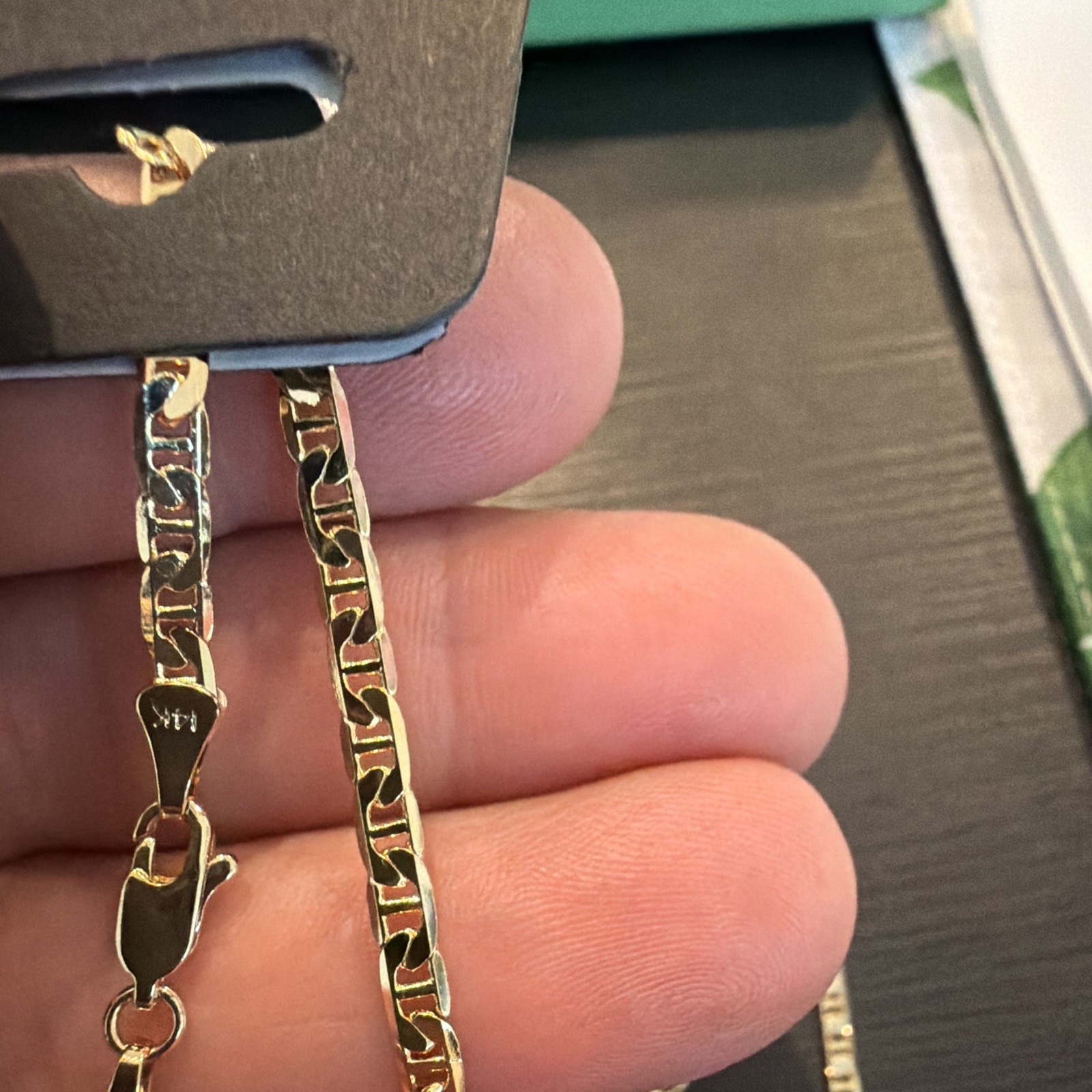 Figaro Chain Necklace Yellow Gold Plated Metal, Lobster Clasp, Gold Tone