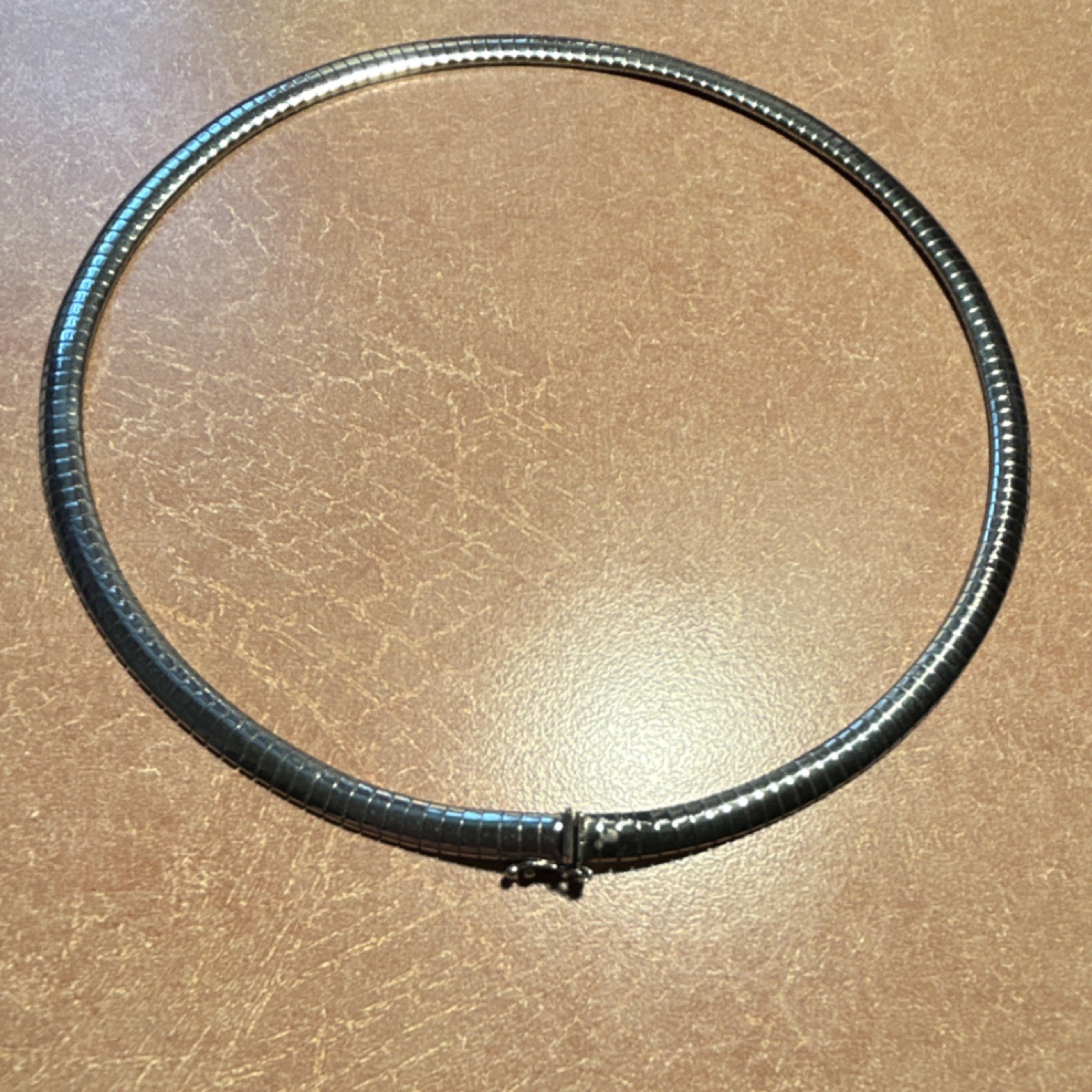 Sterling Silver Omega Necklace 17”. 32 grams. 935. Has safety hook.