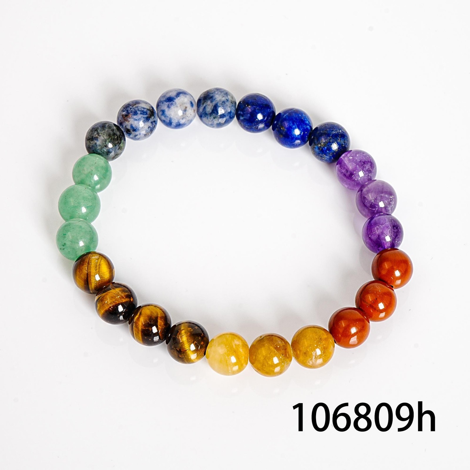 8mm Mixed Natural Gemstone Bracelet Multicolor Healing Round Beads For Man Woman