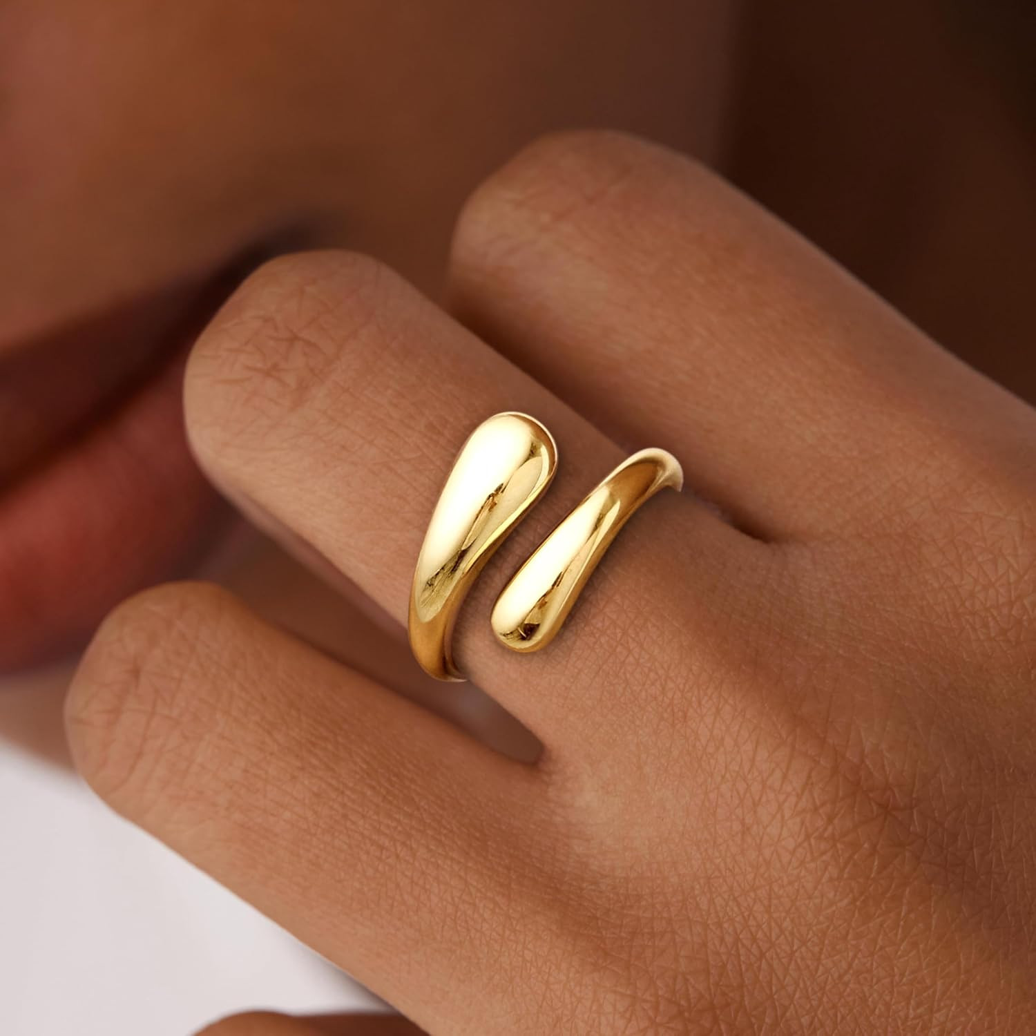 Adjustable Mixed Metal Dome Eternity Band Ring Gold Plated Size 3-13