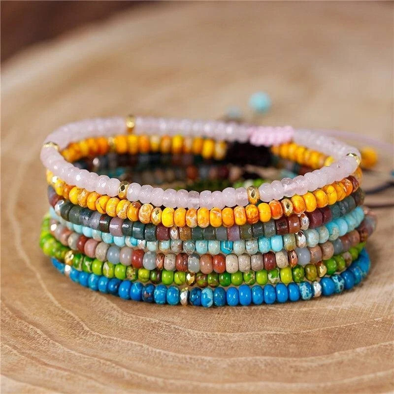 Natural Turquoise Jasper Bracelet Blue Gemstone Women Men Bracelet Handmade