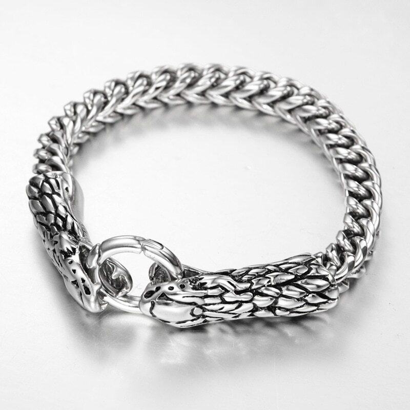 Hiphop Rock Nightclub Fashion Accessories Stainless Steel Snake Head Bracelet