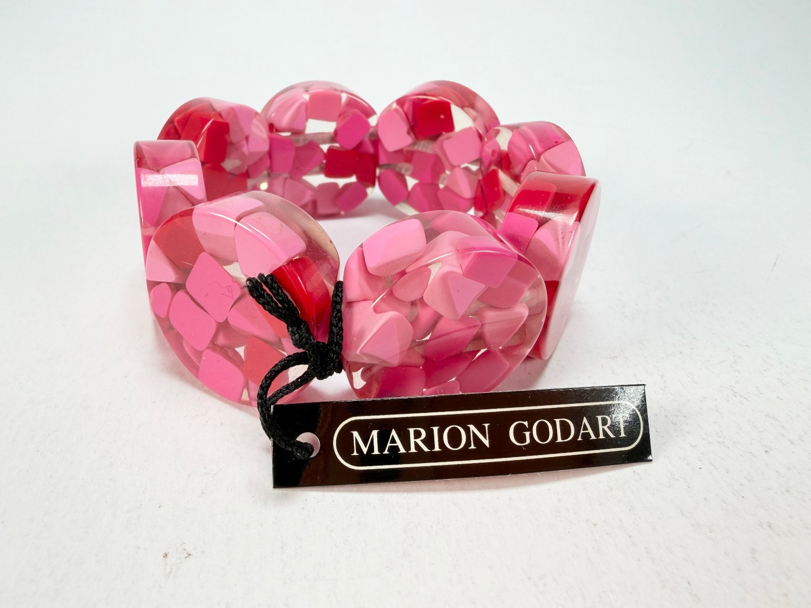 Marion Godart – Confetti “Cylindre” Pink Mix Elasticated Cylinder Resin Bracelet