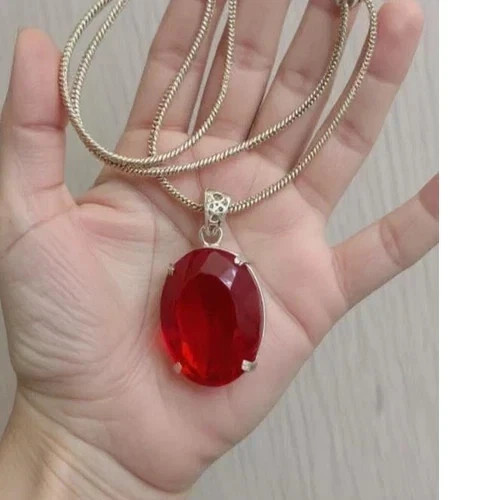 Natural Certified 27 Ct Red Ruby Gemstone Pendant In Solid 925 Sterling Silver