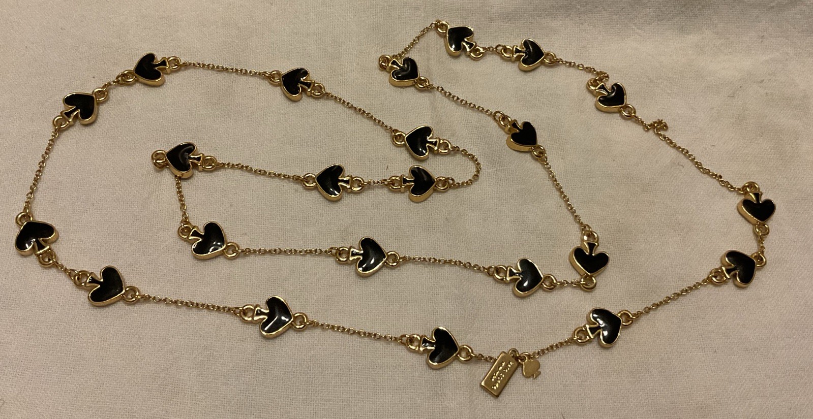Kate Spade Multiple Black Enamel Spades 34” Goldtone Necklace