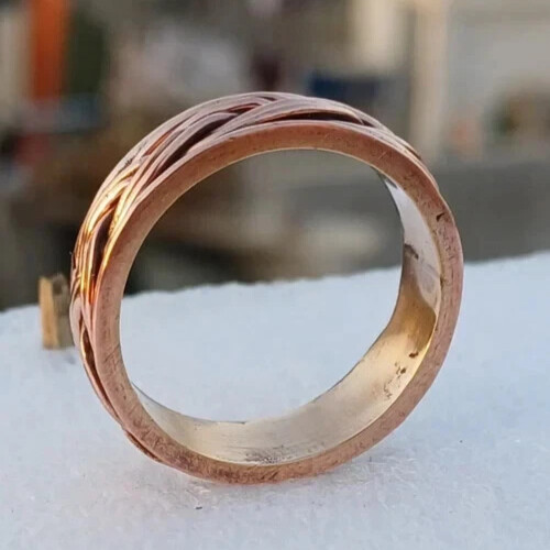 Solid Pure Copper Minimalist Healing Ring, Handmade, Unisex, Braided Band