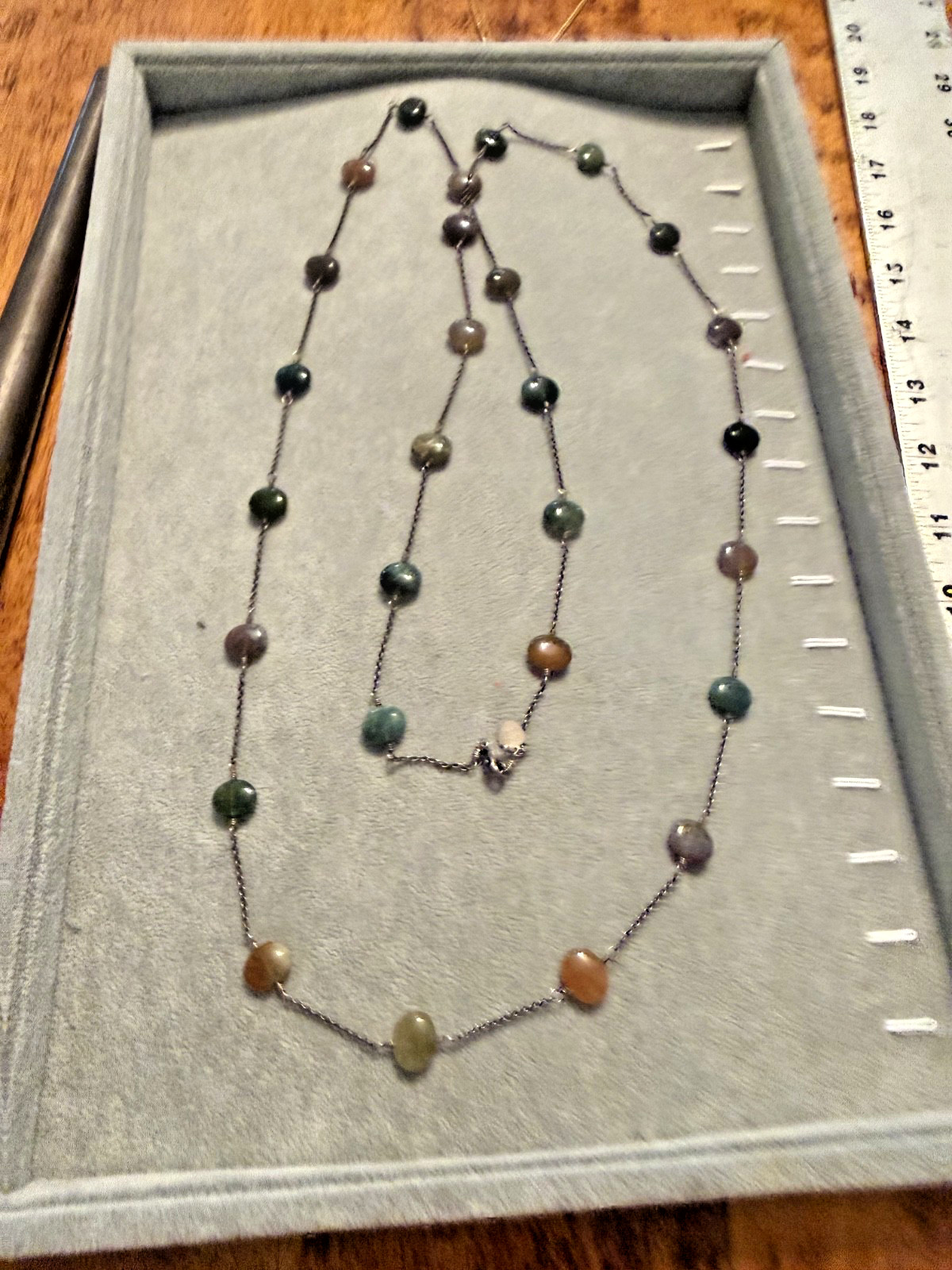 Lori Lori Faceted Bead Paper Clip Chain Drop Necklace 16.5″