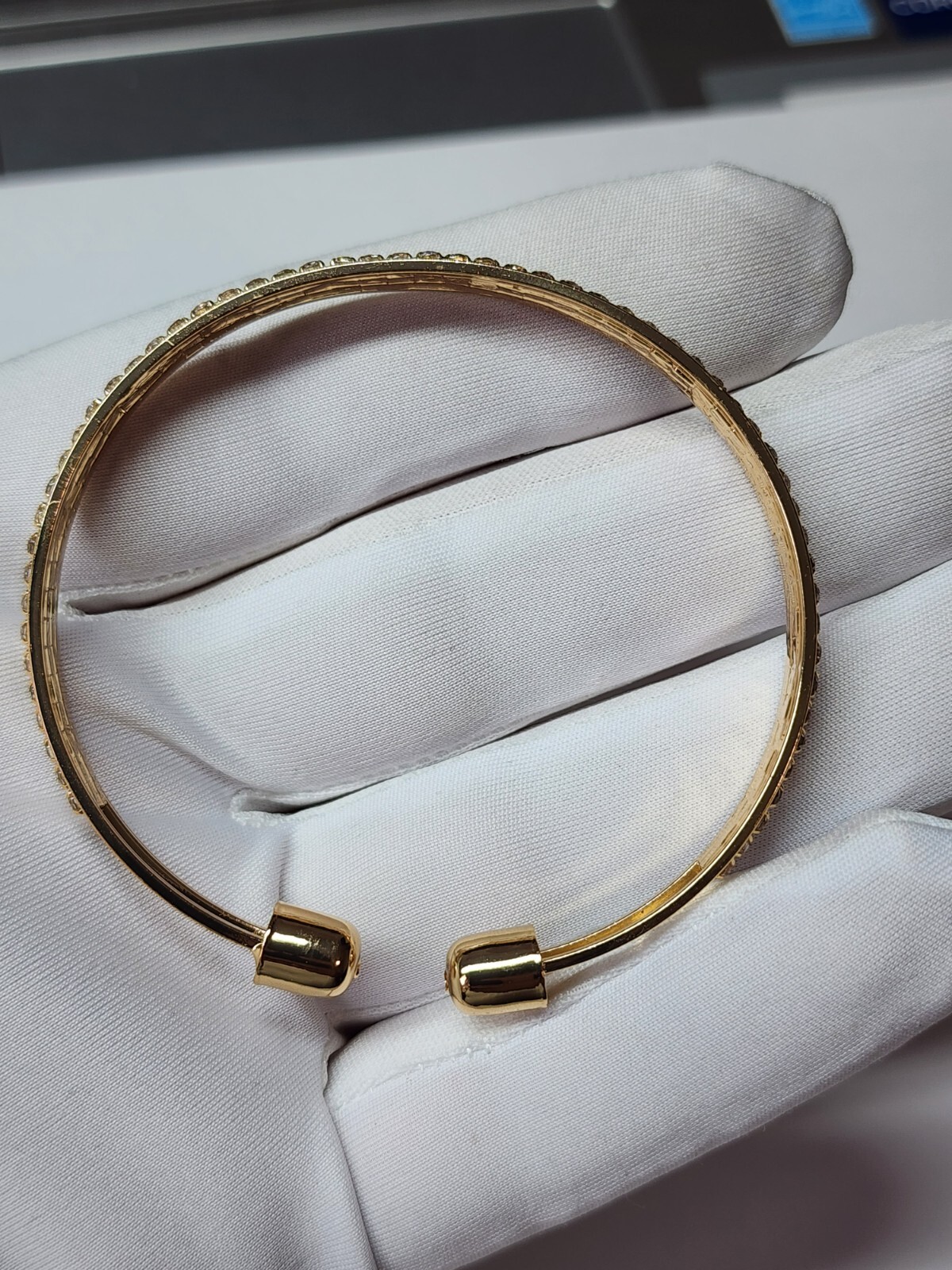Gold, Silver Plated Iced Out Cuff Bangle Bracelet With CZ Hip Hop Jewelry Women
