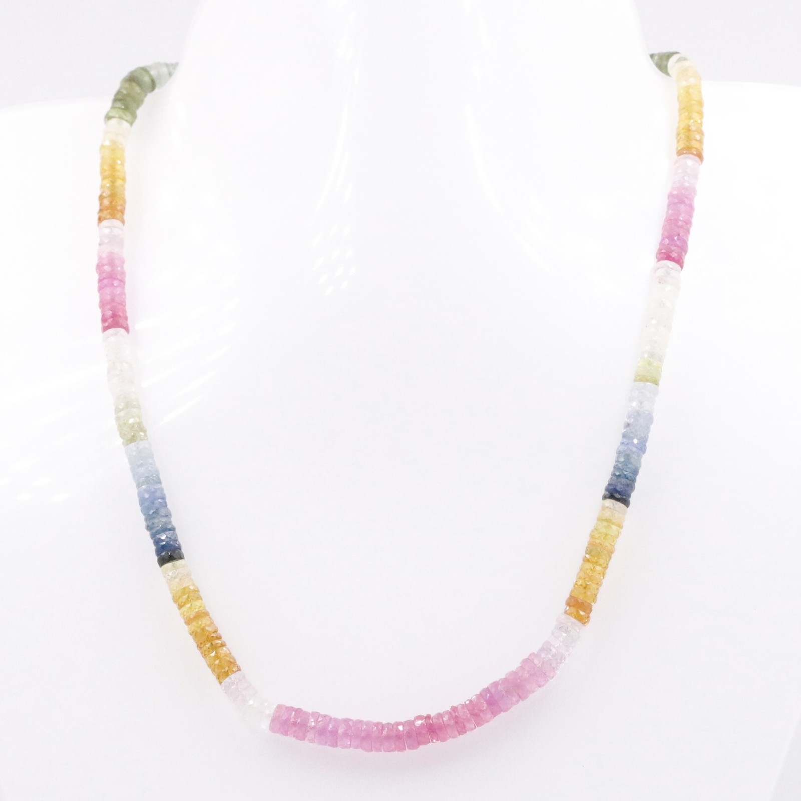 14KY MultiColor Sapphire Beaded Necklace