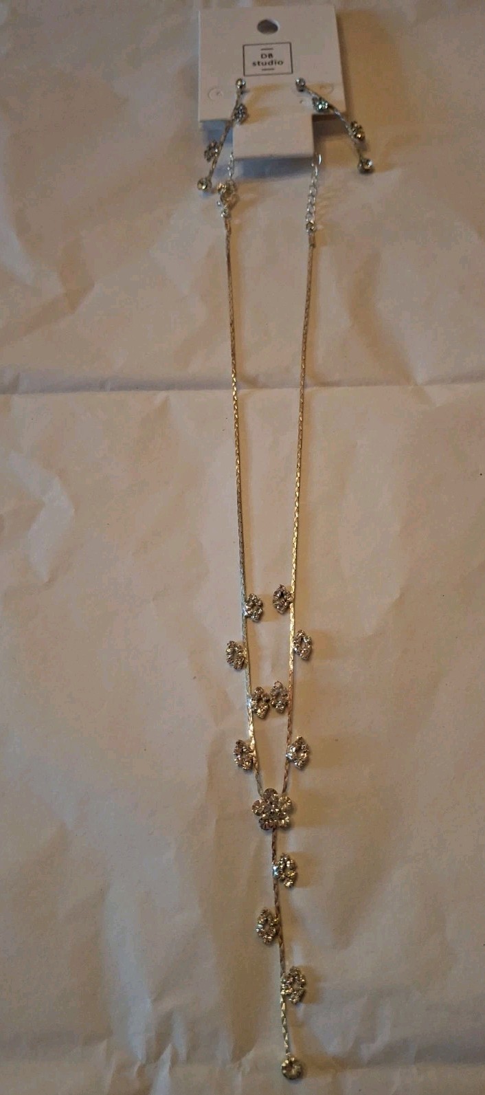 DB Studio Silver Tone Necklace & Earrings Sparkle Bling Necklace For Wedding