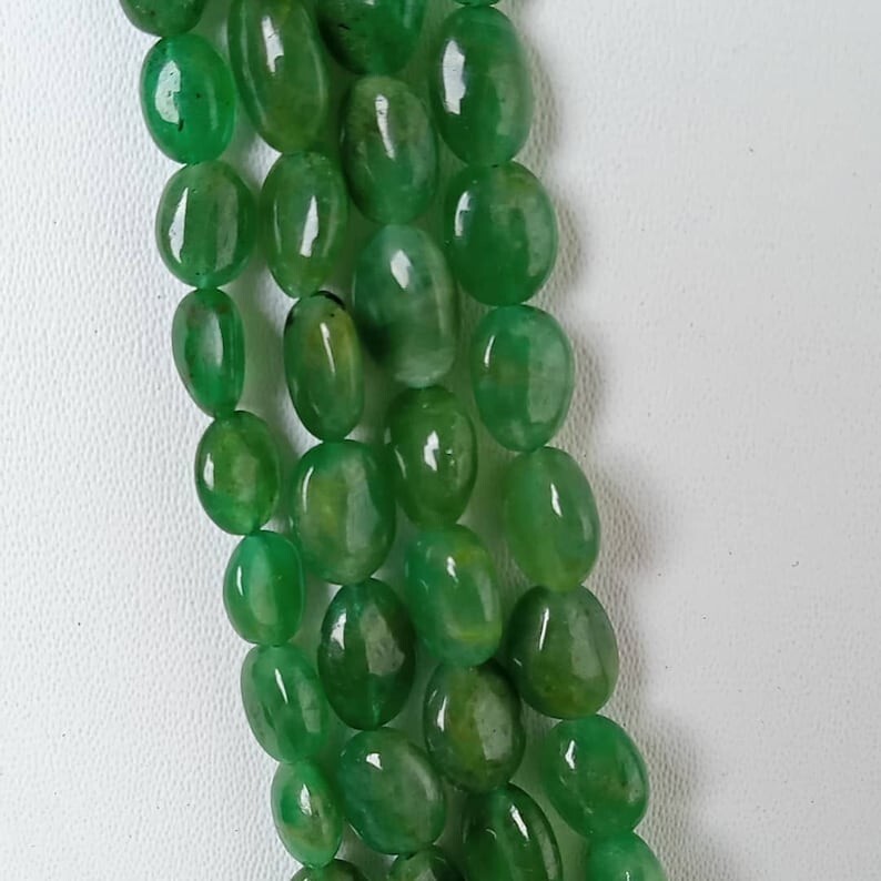 AAA Zambian Emerald Oval Beads Necklace, Emerald Gemstone, 16 To 20 Inch Emerald