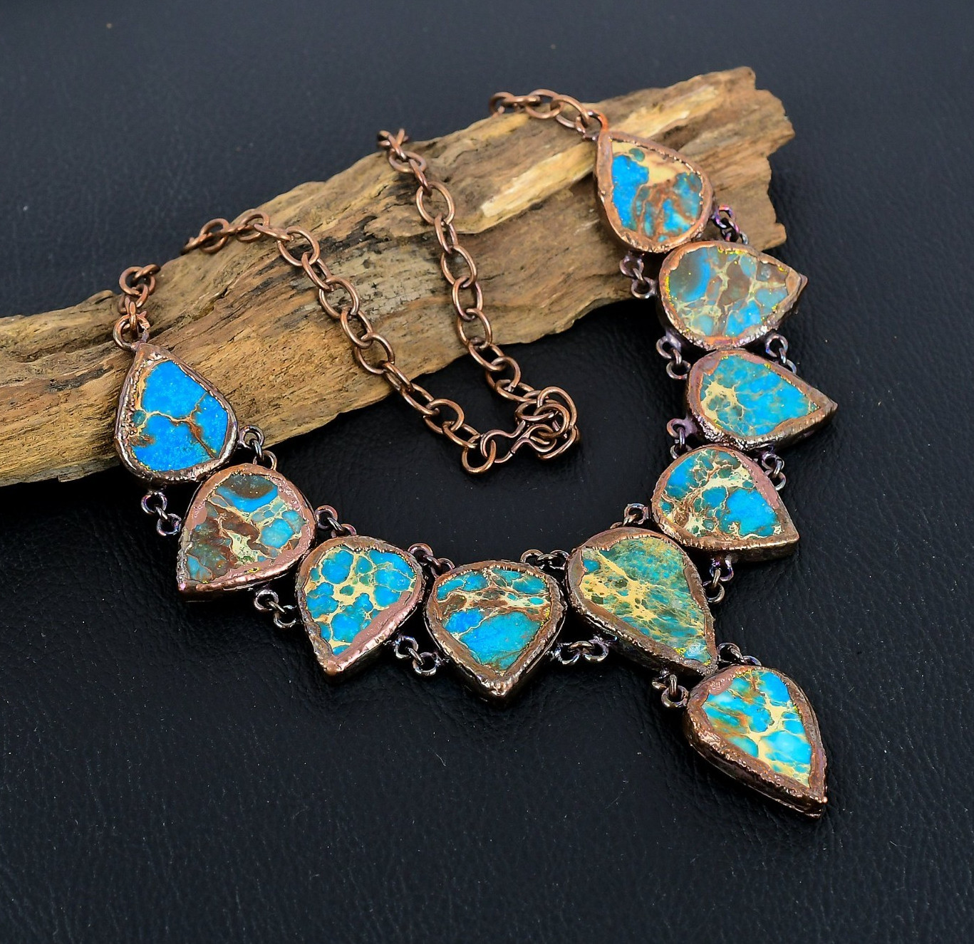 Sea Sediment Gemstone Copper Electroformed Women Jewelry Handmade Necklace