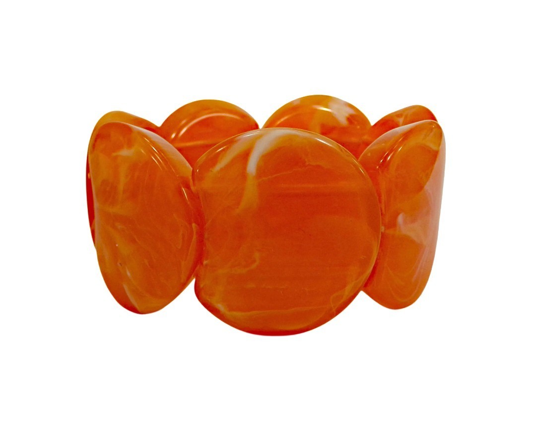 Orange Wide Chunky Stretch Statement Bracelet Bold Fashion Colorful Jewelry New