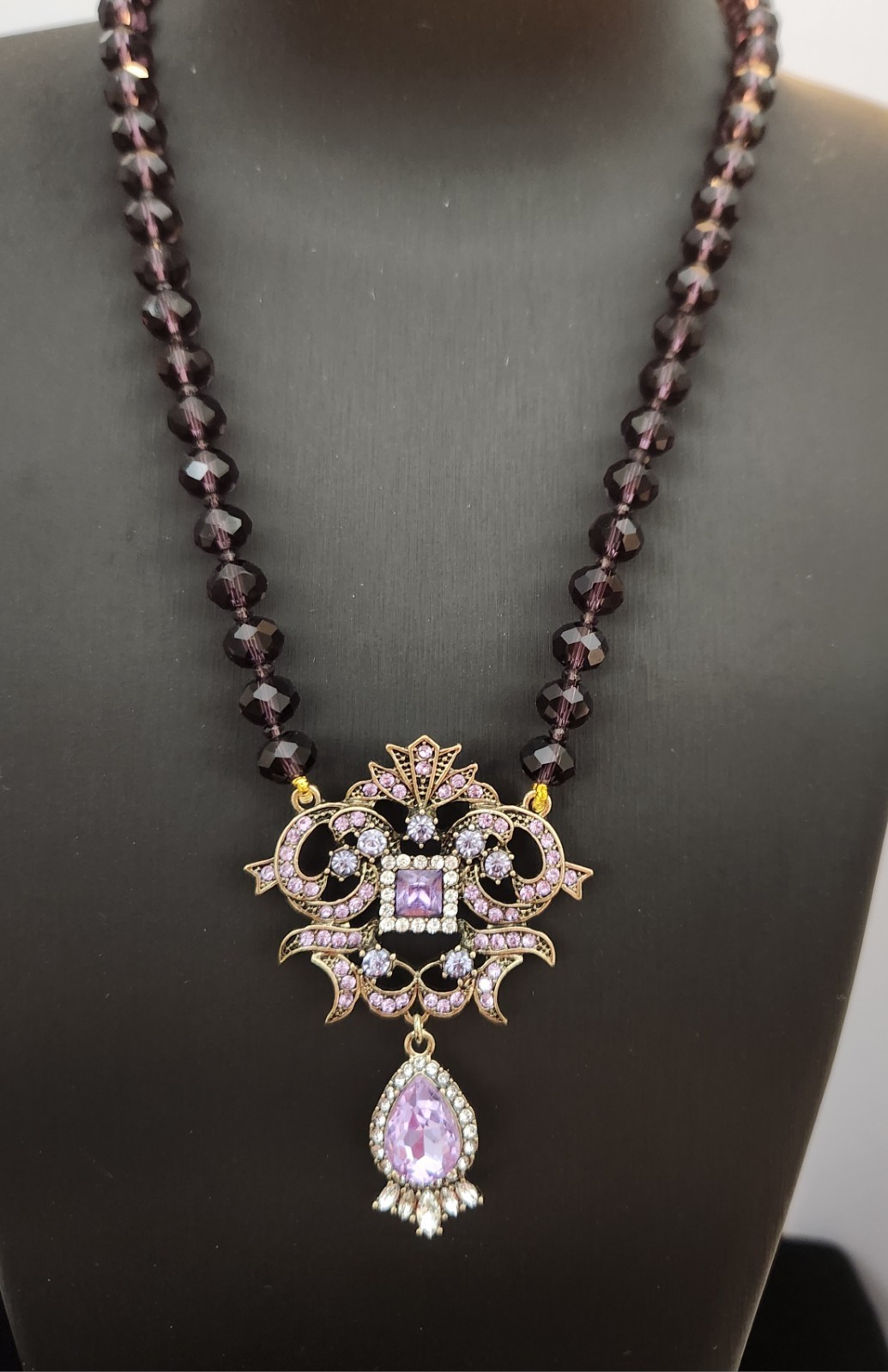 Heidi Daus Inspired Intricate Purple Necklace