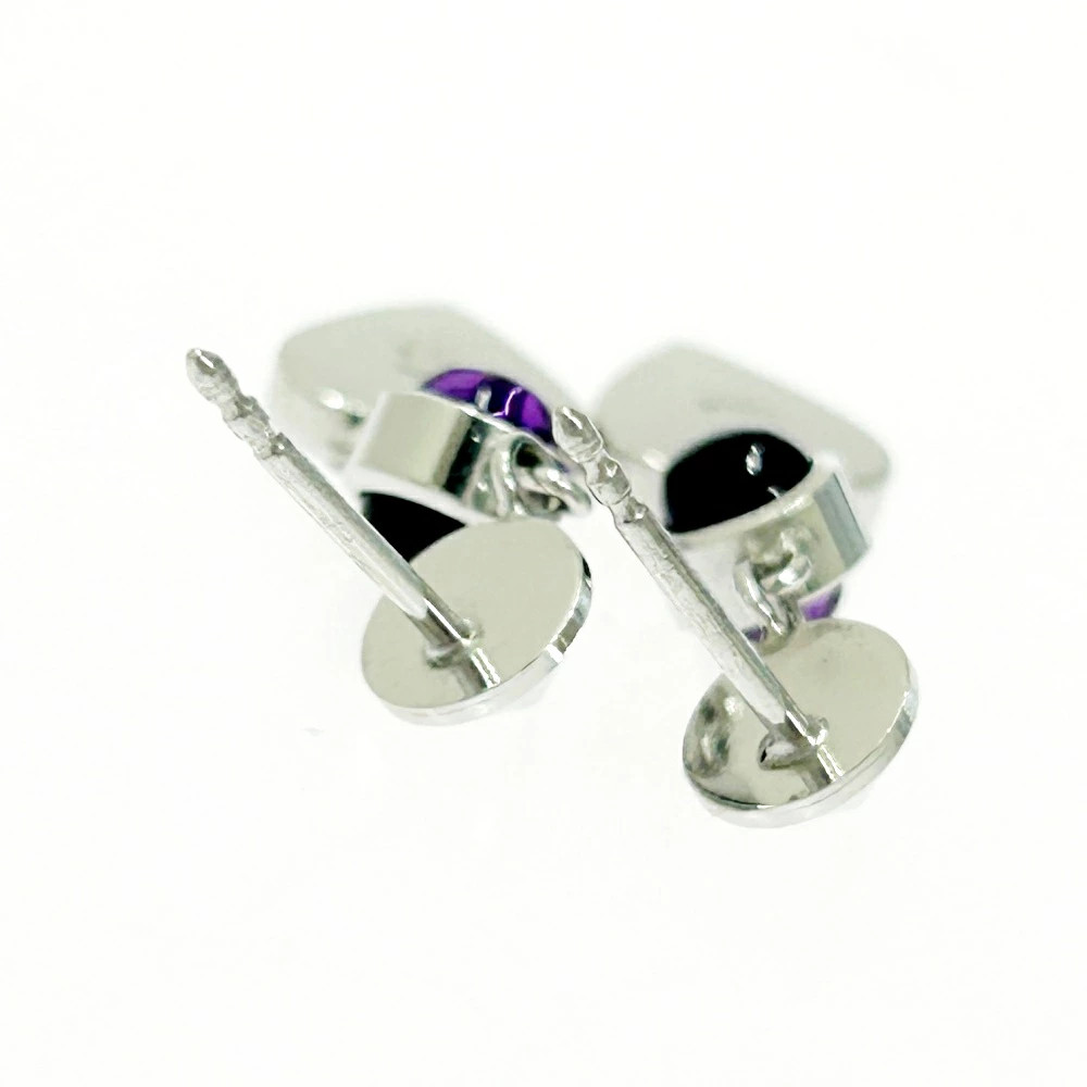 GUCCI Silver Heart Amethyst Earrings 4.7g 925 Women’s Accessories 2.5cm x 0.8cm