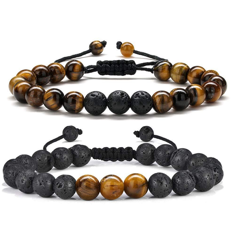 Turandoss Tiger Eye Stone Beaded Bracelets for Men Boys, Birthday Gifts