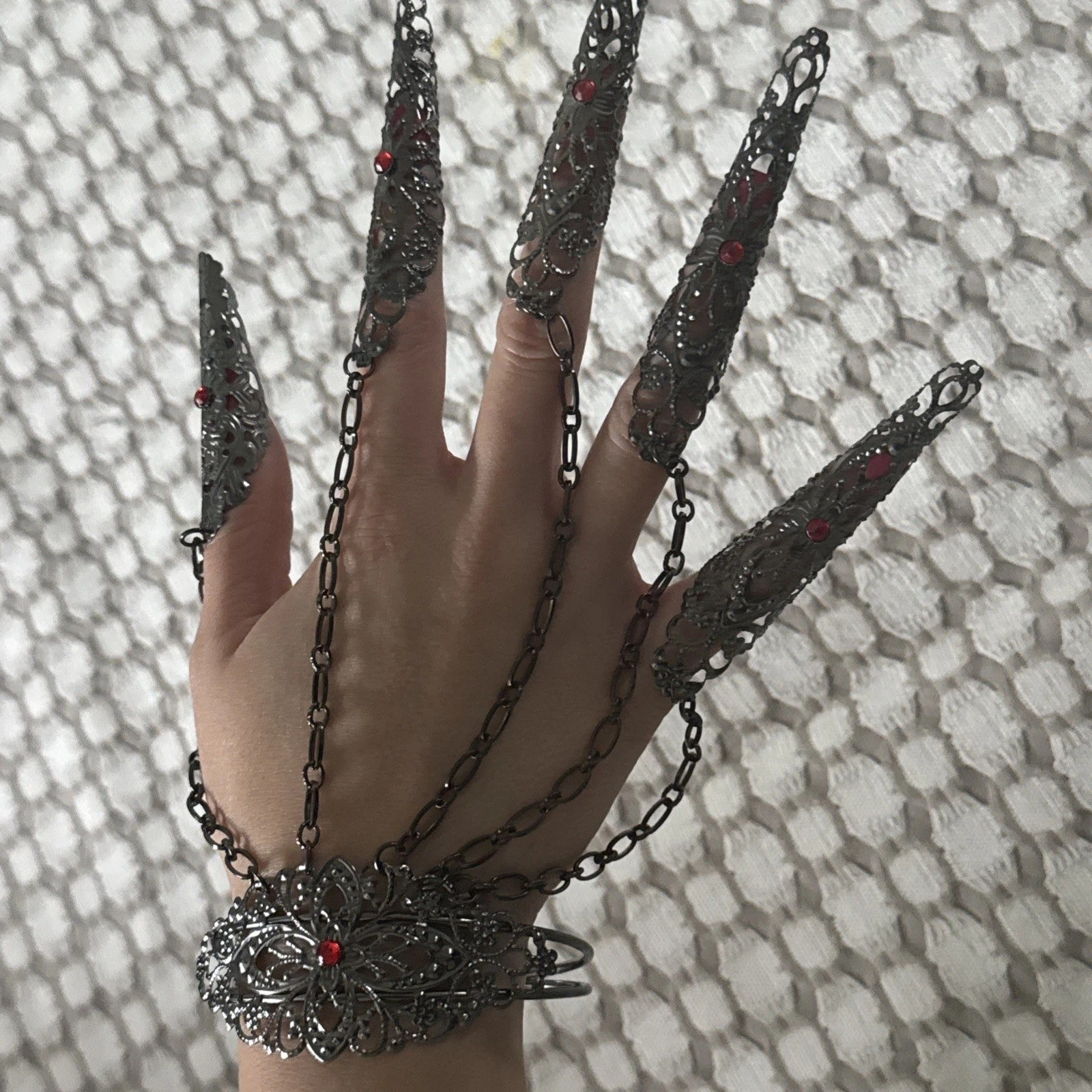Punk, Metal Hand Chain Finger Bracelet, Gothic Slave Jewelry for Parties & More