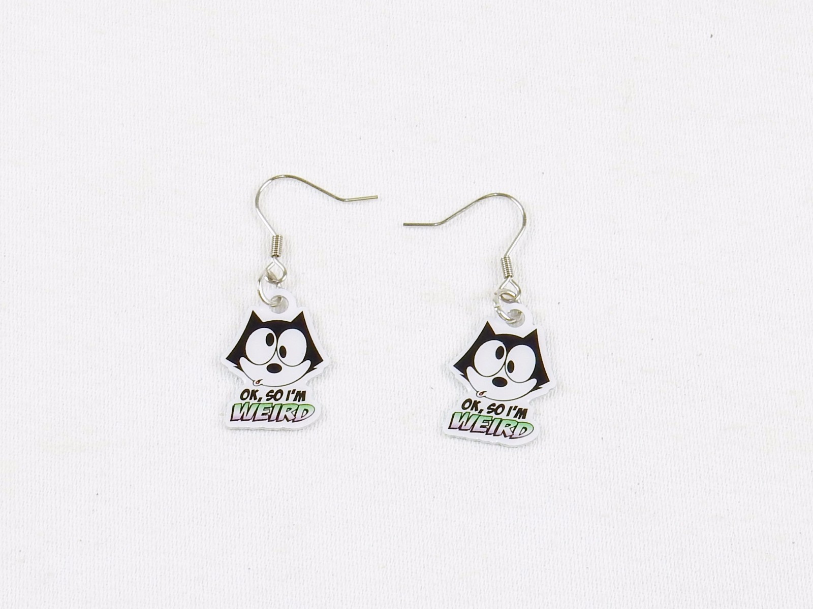 Felix The Cat Fashion Jewelry Set ~ Dog Tag, Earrings, Bracelet ~ #FLX-WRD-03