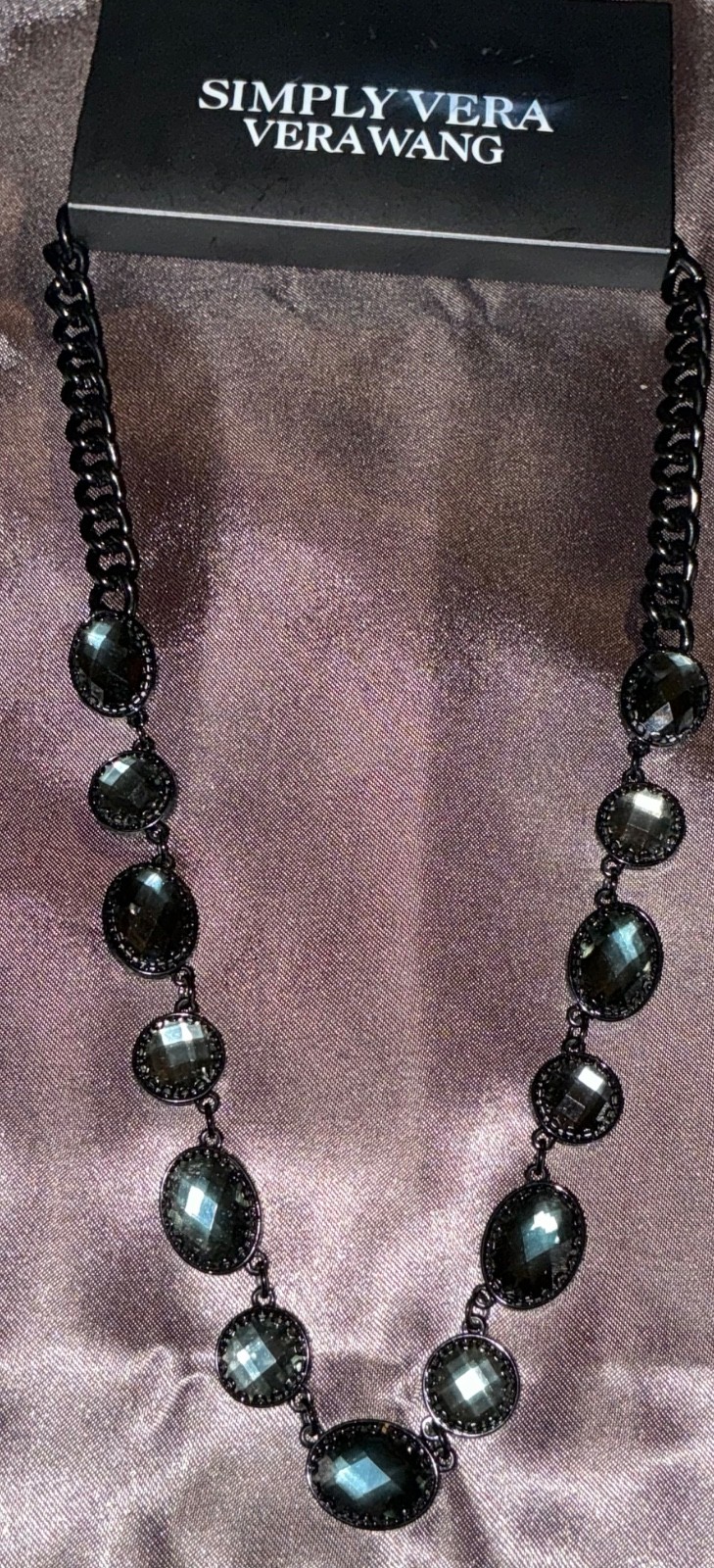 Simply Vera Wang Simulated Grayish Blue Crystal Frontal Necklace – New