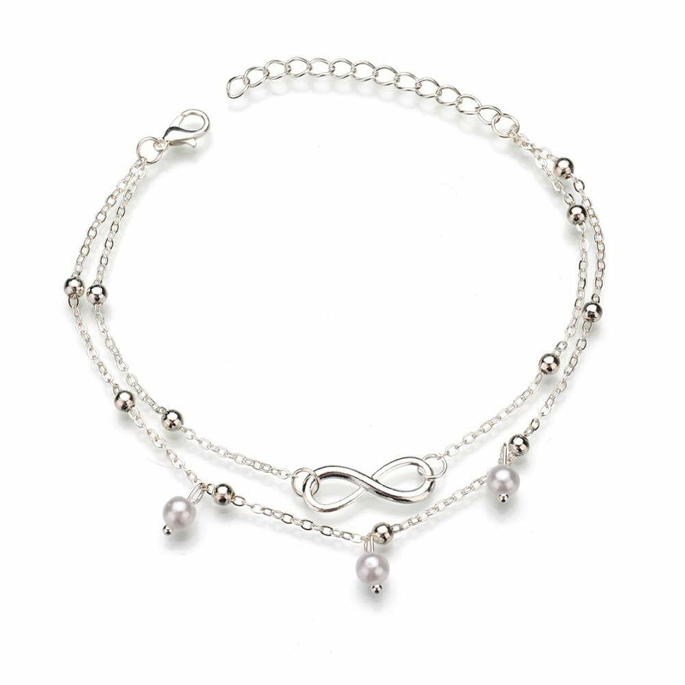 Girls Fashion Anklet Bracelet Beach w/ Bead 8 Word Foot Chain Jewelry Bracelet