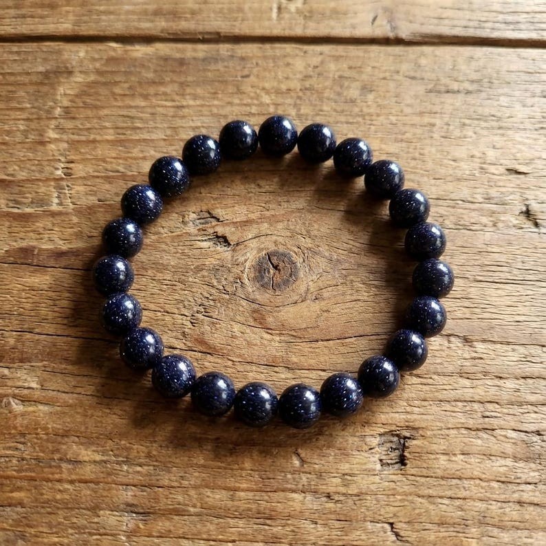 Blue Sunsitara Bracelet Sparkling Midnight Beads, Minimal Daily Wear Gift