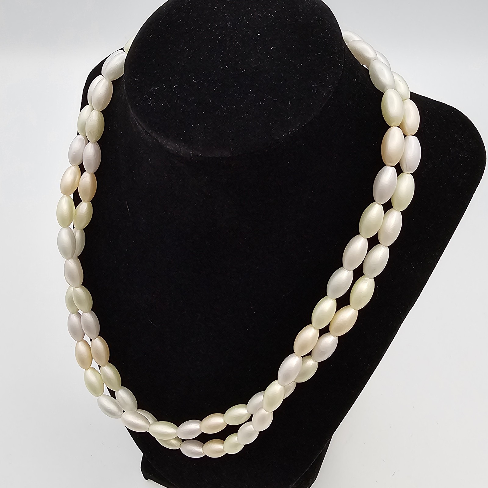 Double Strand Faux Pearl Necklace Oval Beads Classic Wedding Formal